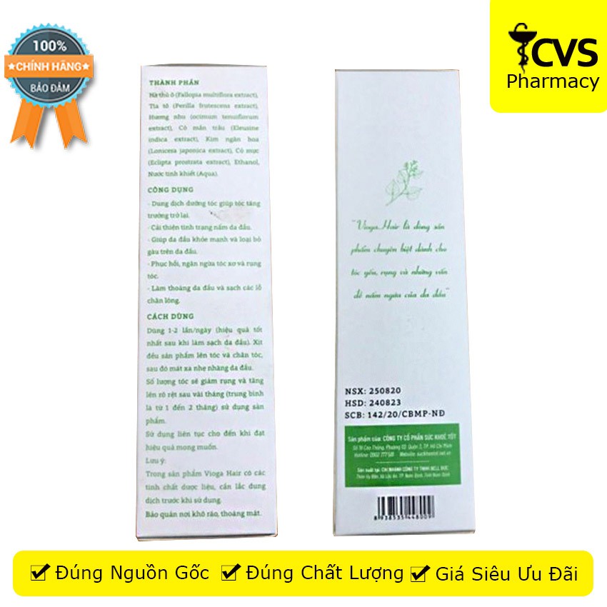 Chai xịt tóc VIOGA HAIR 100ml - Phục Hồi, Ngăn Ngừa Tóc Xơ &amp; Rụng Tóc