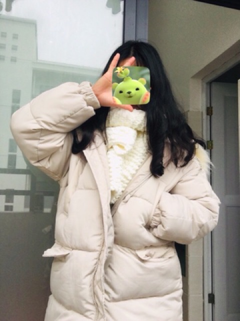 Áo phao nữ cổ lông dáng dài hàng quảng châu cao cấp