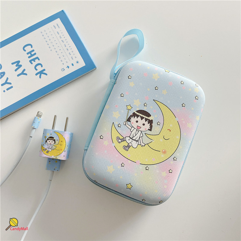 Túi đựng ổ cứng ngoài/ cáp nguồn/powerbank/Mp5 HDD có khóa kéo in họa tiết hoạt hình Winnie the Pooh/ kỳ lân/ kỳ lân dễ thương