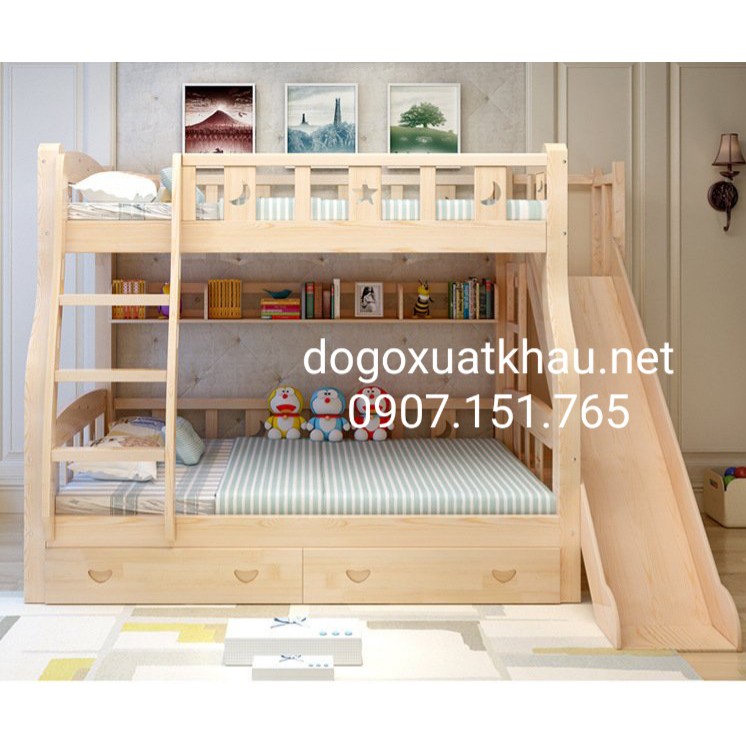 Giường tầng có cầu trượt cho bé dạng thang leo