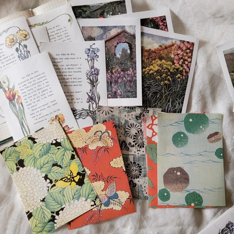 Set 10 tấm giấy nền trang trí vintage mẫu mới dùng cho bullet journal và junk journal - ginandtonic