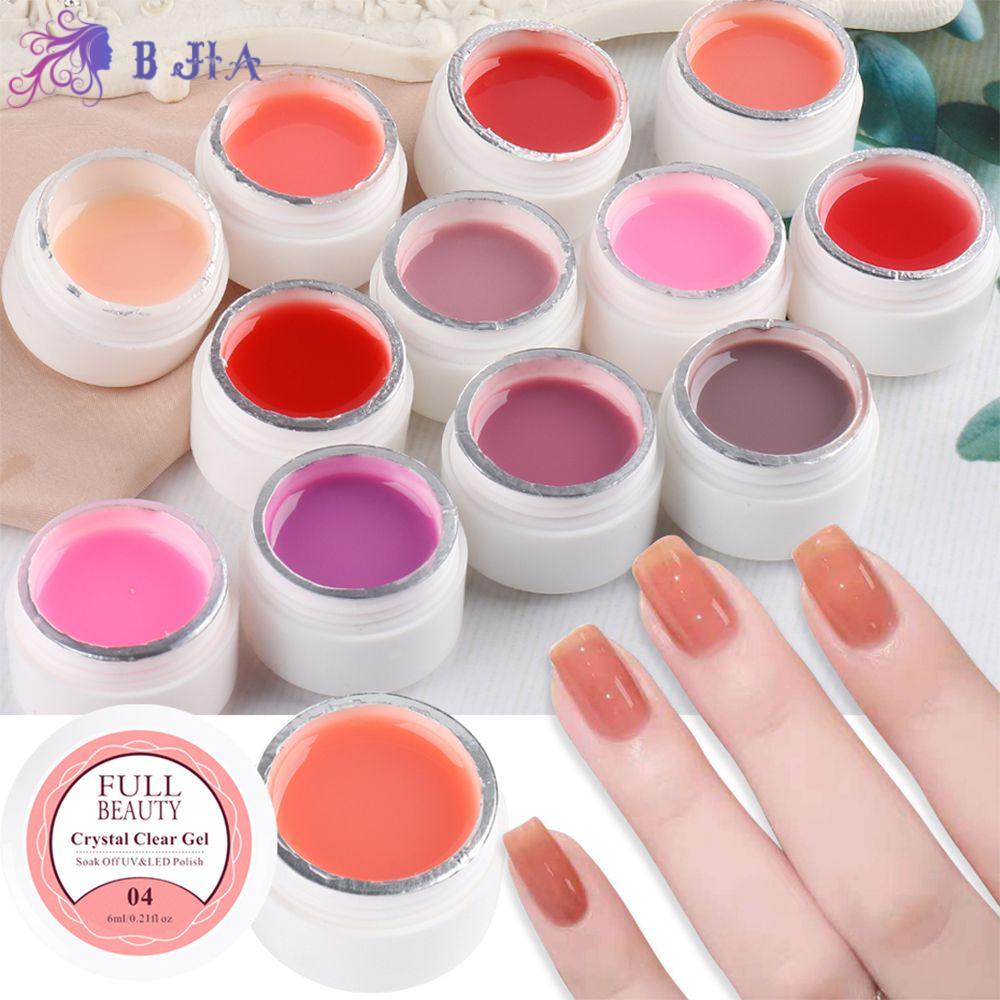 BJIA Varnish Nail Gel Semi Permanent|Pink Color Ice Translucent Gel Manicure Nails Art Gel For Baking UV Led Nail Polish