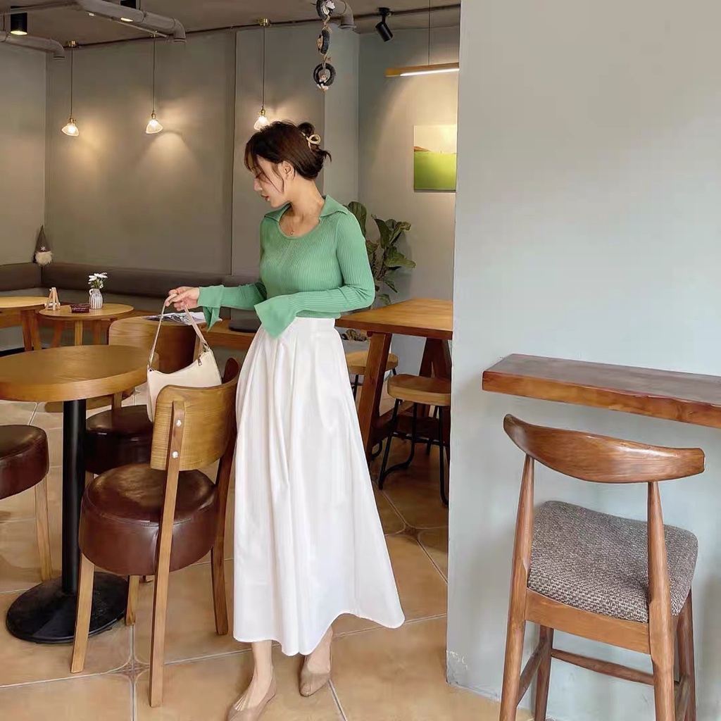 Chân váy kaki cổ điển dáng xòe bồng bềnh có chun sau hàng Thiết kế chất lượng cao - CRABE FASHION