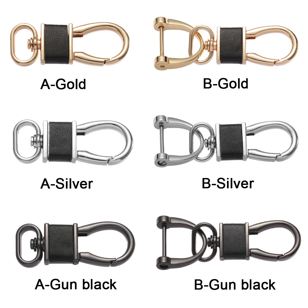 Móc chìa khóa xoay 360 độ bằng da chống thất lạc tiện dụng