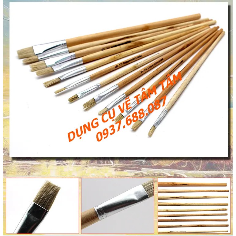 [ TÂM TÂM ]-Bộ cọ vẽ sơn dầu, cọ vẽ acrylic đầu bằng 579 hàng đẹp