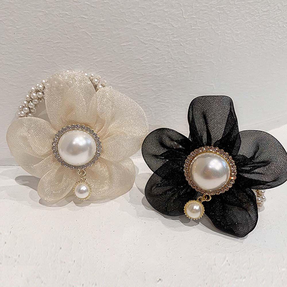 AROMA Dây Cột Tóc Đính Hoa Phong Cách Hàn Quốc Ngọt Ngào Cho Nữ