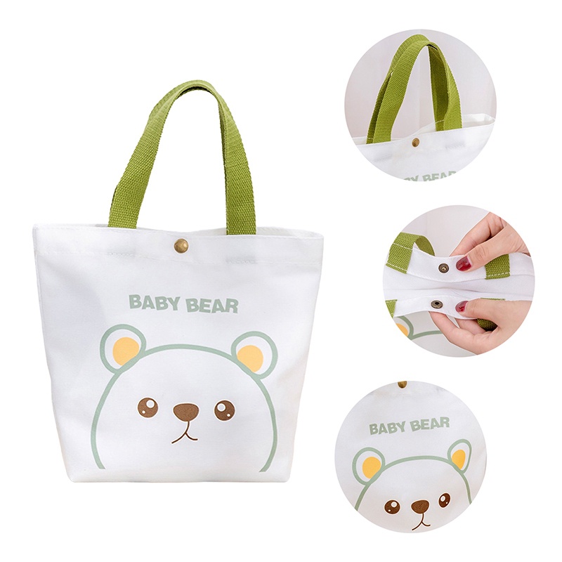 Túi vải Mini In Họa Tiết Hoạt Hình Dễ Thương Phong Cách Hàn Quốc Có Thể Tái Sử Dụng Cho Nữ