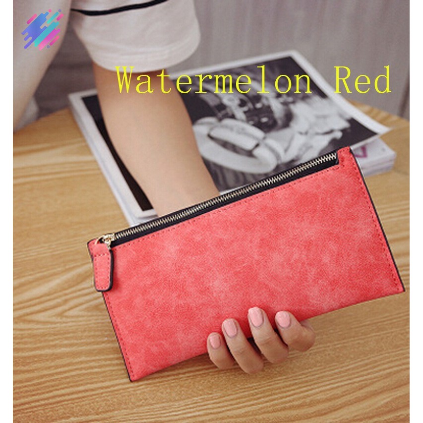 Ví da PU loại dài có khóa kéo phong cách cổ điển thời trang dành cho nữ