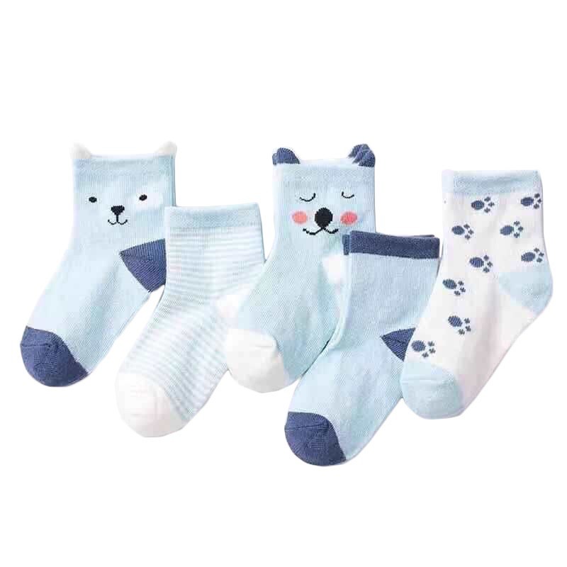 Set 5 đôi tất dày cổ cao cho bé, vớ cotton cao cấp cho bé từ sơ sinh - Monnie Kids