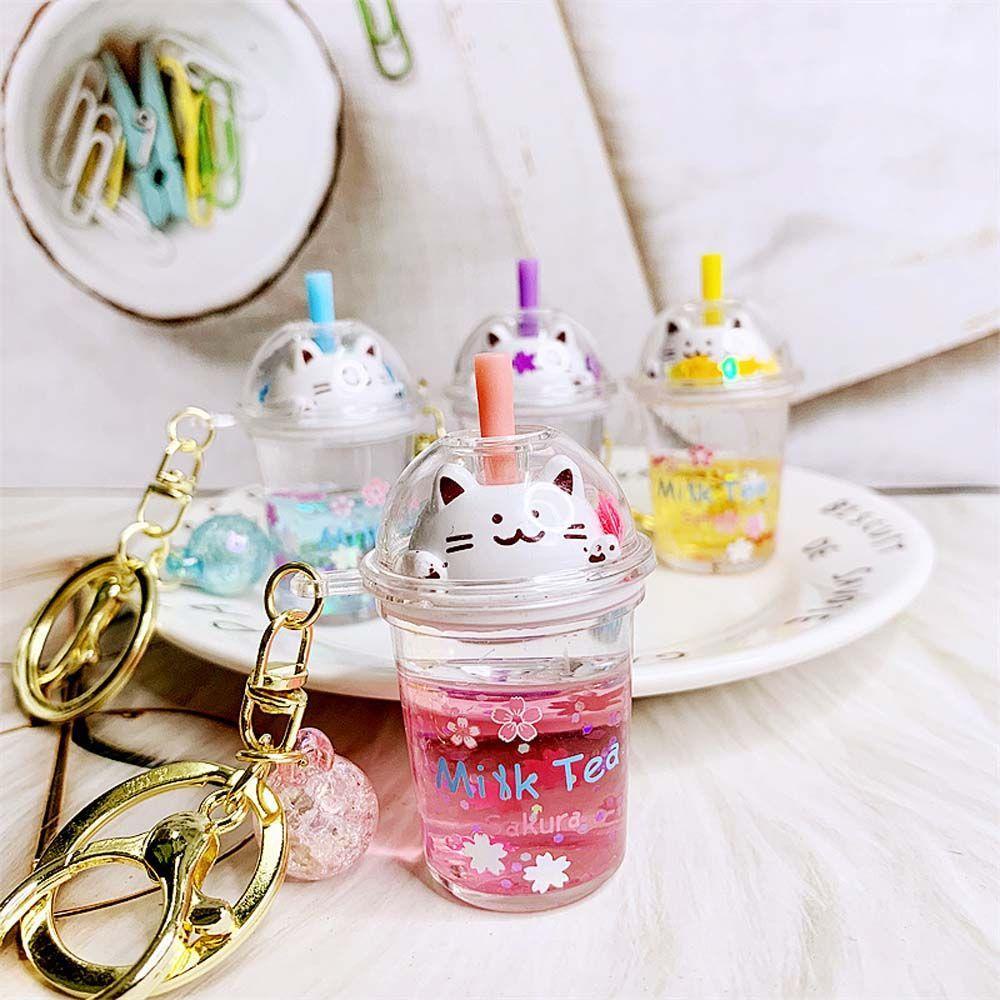 LANFY Móc Khóa Hình Bình Trà Sữa Hoạt Hình Dễ Thương