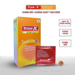 Bao cao su gai nổi True-X SeduceX – kéo dài thời gian - Xúc cảm mãnh liệt -hộp 12 cái