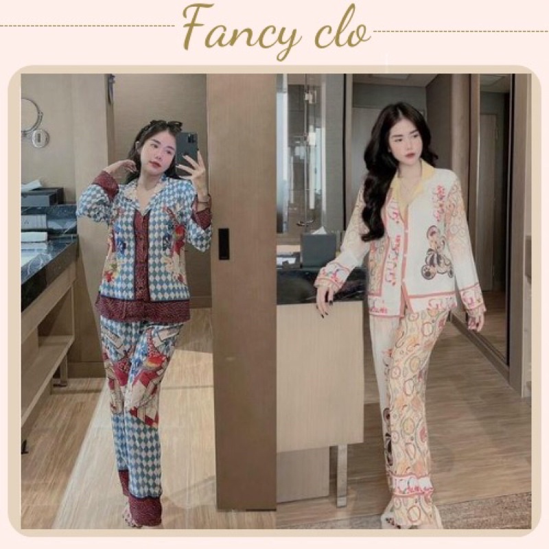 Pijama nữ lụa mango/Đồ bộ nữ tay dài hàng thiết kế in 5D siêu sắc nét