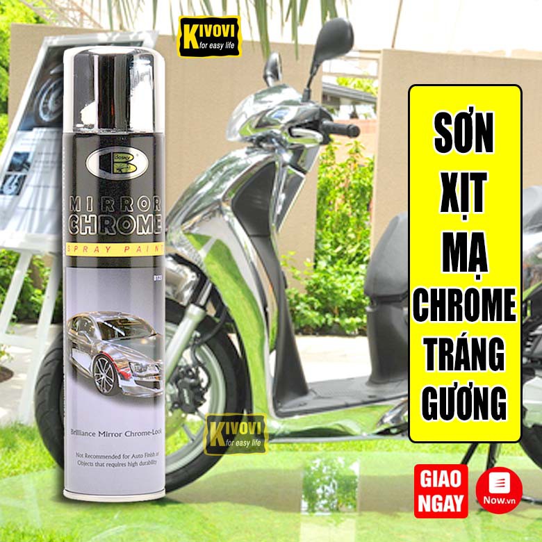 Sơn Xịt Mạ Crom Inox Có Hiệu Ứng Tráng Gương Bosny Mirror Chrome B123 Thái Lan 270ml - Chai Sơn Xịt Mạ Chrome - Kivovi