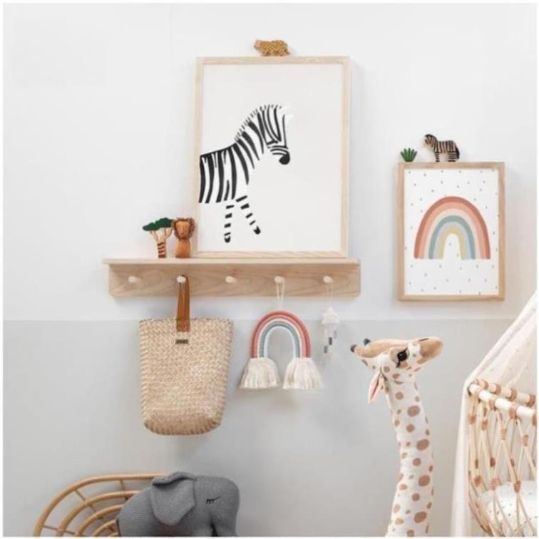 Móc Gỗ Gắn Tường Gỗ Thông - Decor Siêu Xinh, Chịu Lực Cao - Kệ Treo Tường Kèm Móc Trang Trí - BH 12 Tháng Hana Shop
