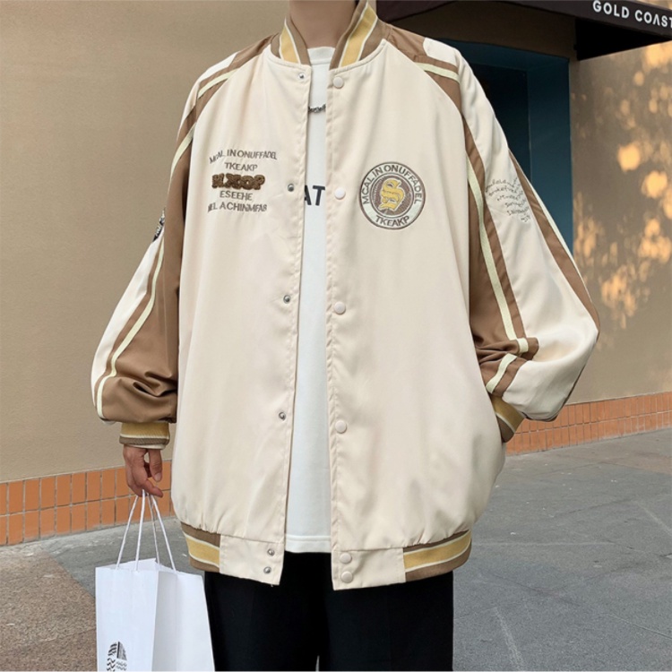 Áo khoác nam phong cách Hàn Quốc Chữ thêu nam nữ áo khoác bóng chày thời trang hai lớp áo khoác nữ thường xuyên chất lượng cao áo khoác ném bom bóng chày