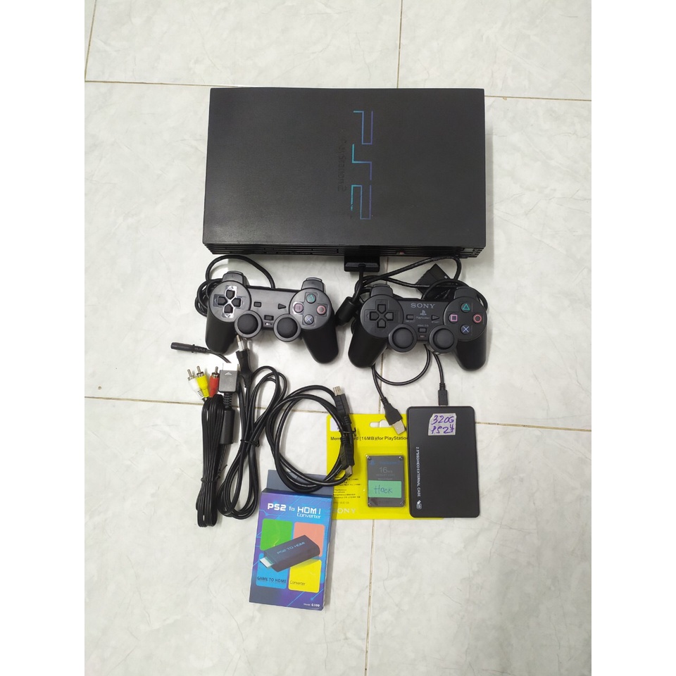 Bộ máy chơi game PS2 FAT 320GB có hơn 100 game PS2,PS1,NES và kèm theo 2 tay cầm,save boot 16mb