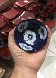 Bát nước chấm vẽ hoa xanh Bát Tràng