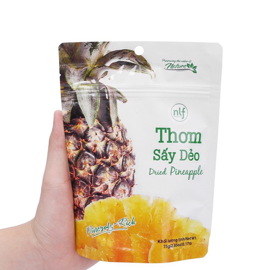 Dứa (Thơm) sấy dẻo gói 75g trái cây sấy dẻo Nông Lâm Food,đồ ăn vặt healthy,hỗ trợ giảm cân,ăn kiêng hiệu quả.