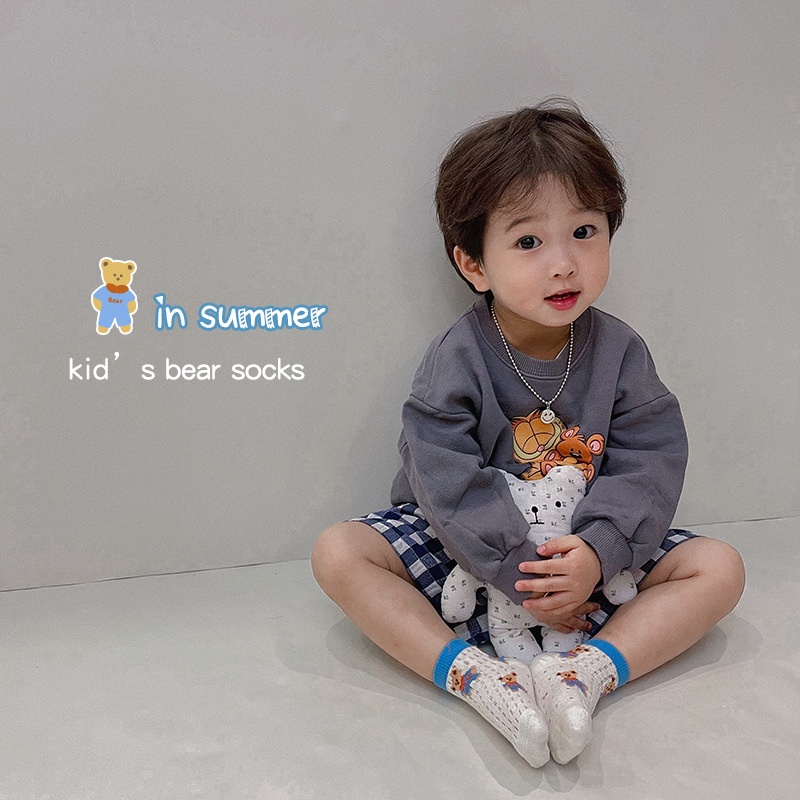 Set 5 đôi tất cotton KokoroCare MSW-05 mỏng in hình gấu cho trẻ em 1-12 tuổi