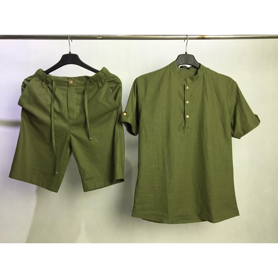 Bộ Đũi Nam Bộ Quần Áo Đũi Cộc Vải Đũi Cotton Mộc Mạc Thoáng Mát BCN1