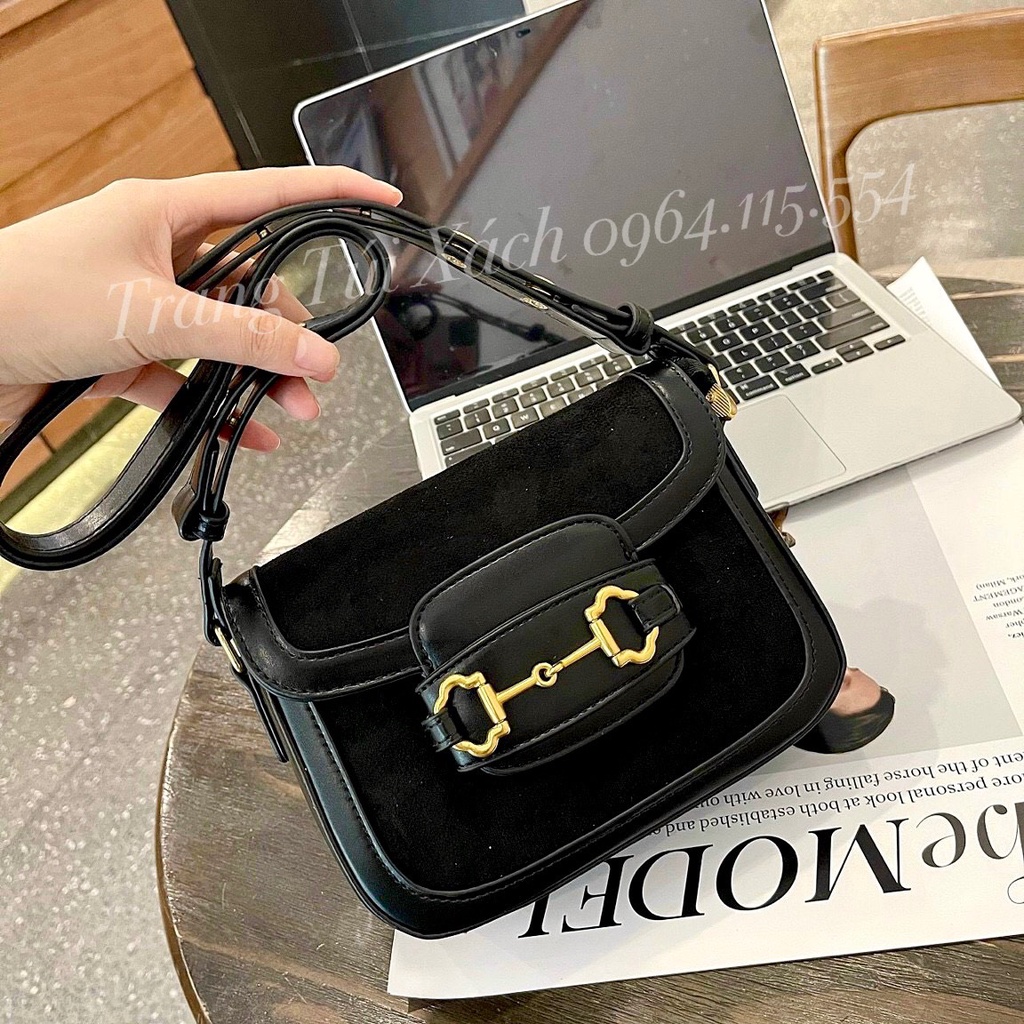 Túi Xách Nữ Đeo Chéo, Kẹp Nách Hà Hồ Nỉ Nhung Da Lộn Thời Trang Cao Cấp TTX07