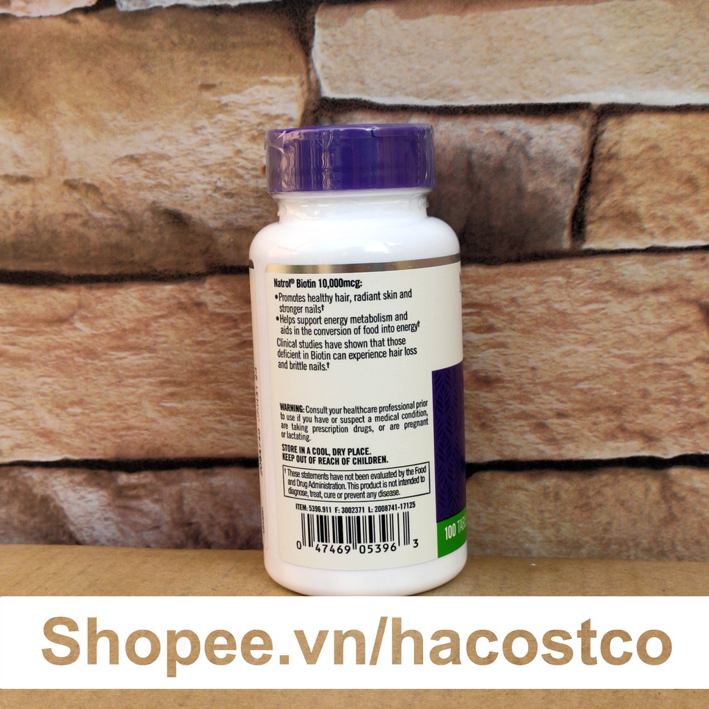 DATE XƯỚC - Biotin 10000 Mcg 100 Viên Của Mỹ - Biotin 10.000 mcg | Thế Giới Skin Care