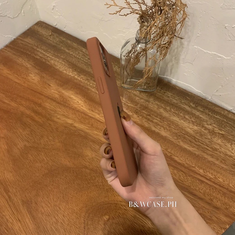 Ốp điện thoại silicon màu nâu ấm áp cho compatible for iPhone 12 11 pro max ix xs max xr se2 6 6s 7 8 plus