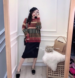 Áo len thổ cẩm đỏ