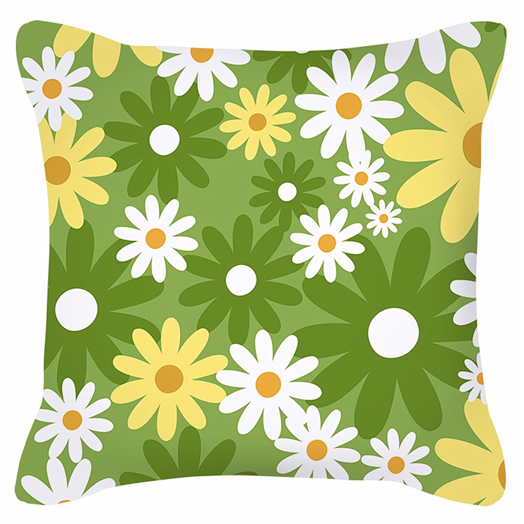 Vỏ Gối Họa Tiết Hoa Cúc Xanh Lá 70×70.60×50×50.45×45.40×40.Áo Gối Trang Trí sofa Hình Vuông Ốp