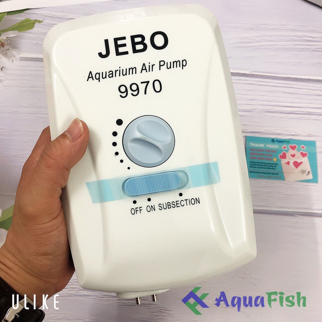 Máy Sủi Tích Điện JEBO 9970 (máy sủi khí tích điện 2 vòi chạy êm tặng kèm 2 bộ dây và quả sủi, tích điện lên đến 35h))