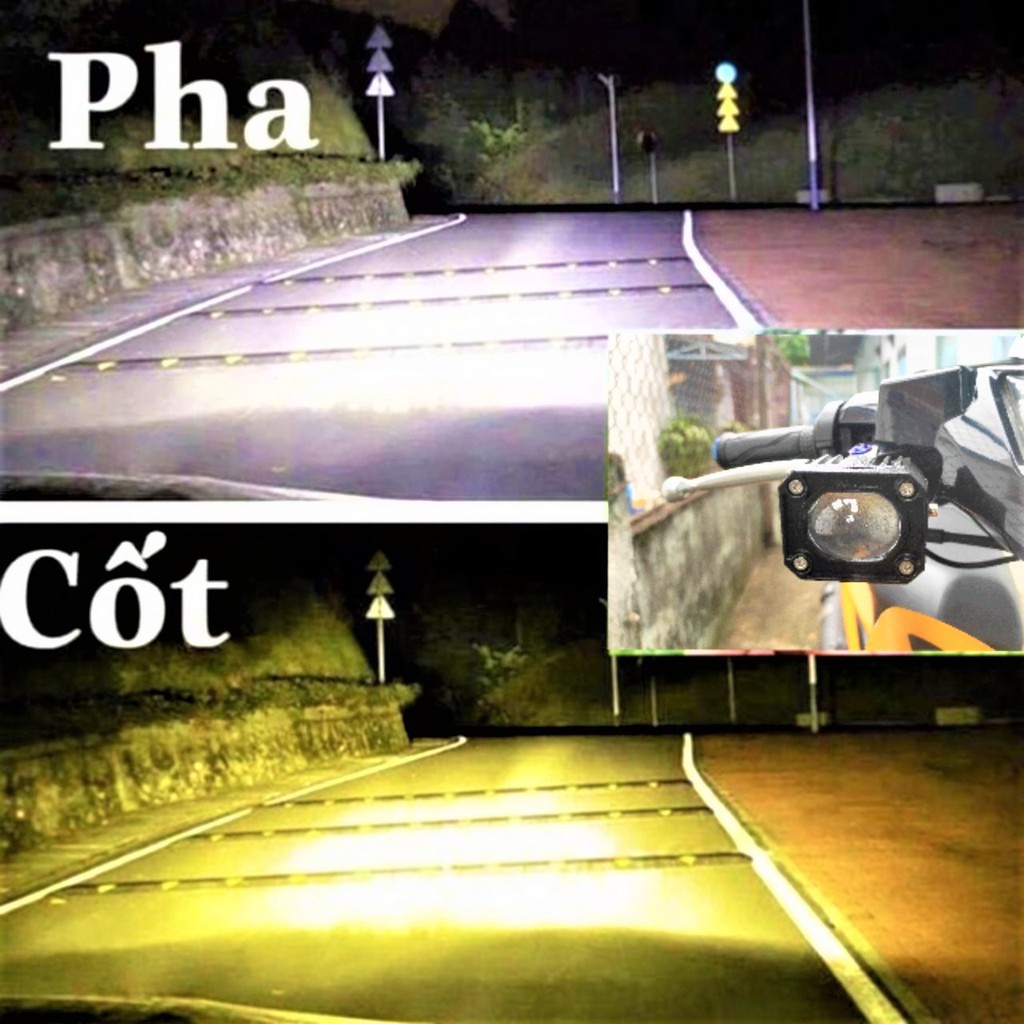 Đèn trợ sáng xe máy ô tô F22X Pro 80W siêu sáng cốt vàng pha trắng 2 chế độ cho khách víp