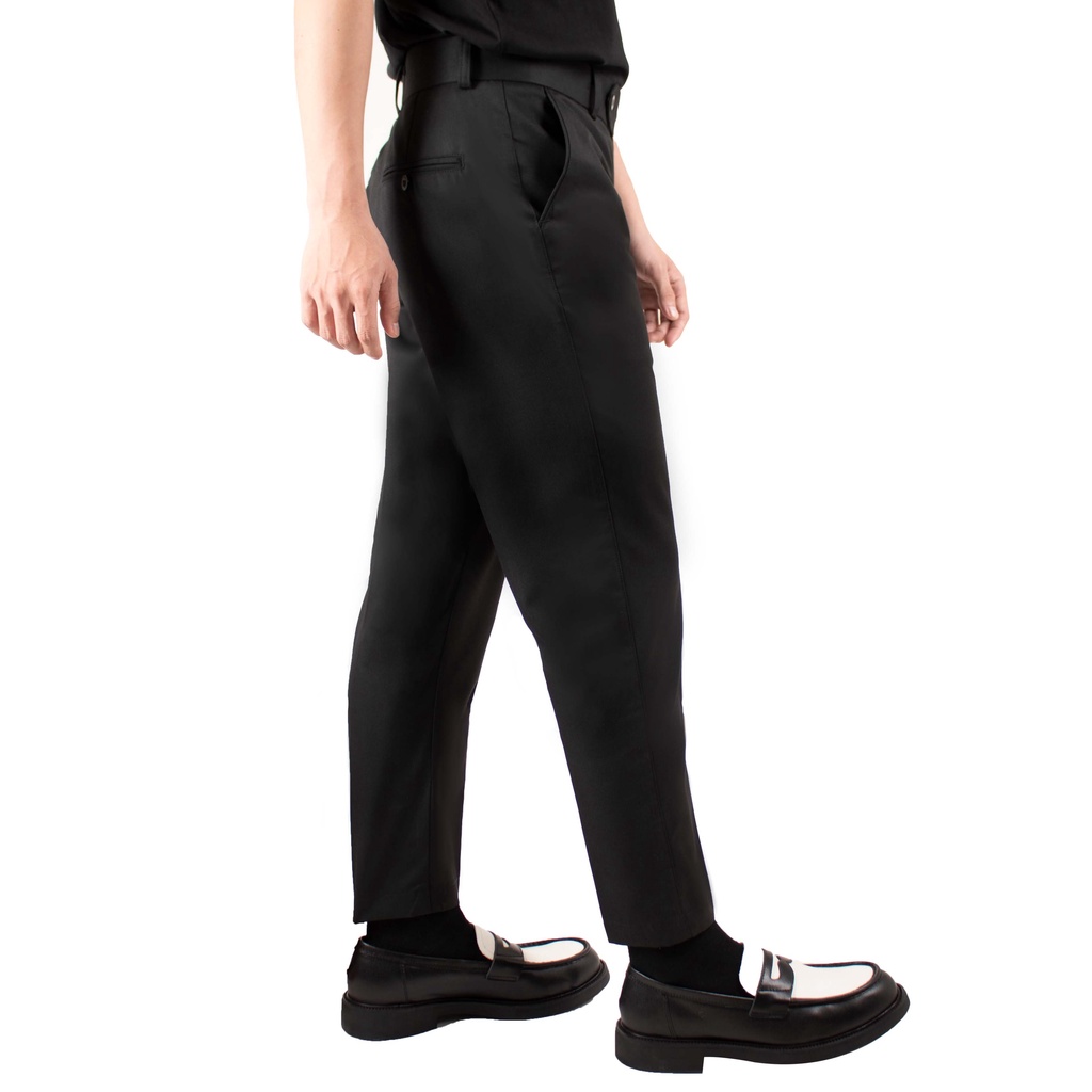 Quần tây âu dài đen nam ống đứng phong cách công sở Black Pant HUGU vải kaki cao cấp không bông xù