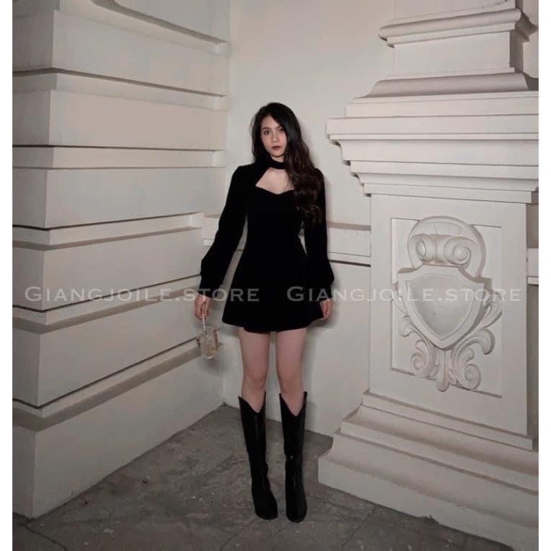 đầm tiểu thư tay dài hai màu đen và đỏ (hàng có sẵn-kèm ảnh video thật) | BigBuy360 - bigbuy360.vn