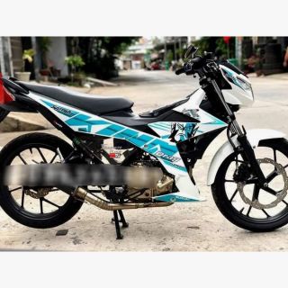 Tem rời Satria khỉ King drag trắng xanh