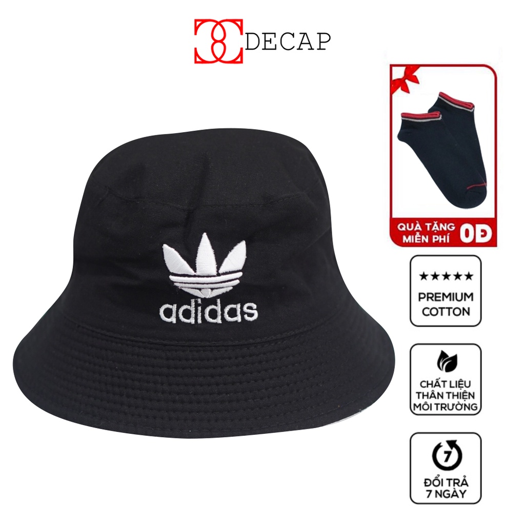 Mũ bucket tai bèo nón cụp có vành Unisex nam nữ ulzzang chất vải kaki tốt phom đẹp kiểu Adidas 2 lớp | DECAP SHOP