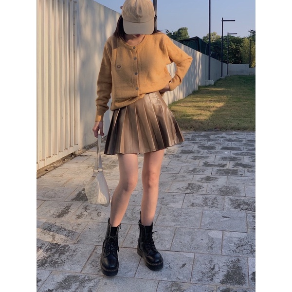 Chân váy da nữ tennis skirt xếp ly tôn dáng LOLLIE STUDIO SK131