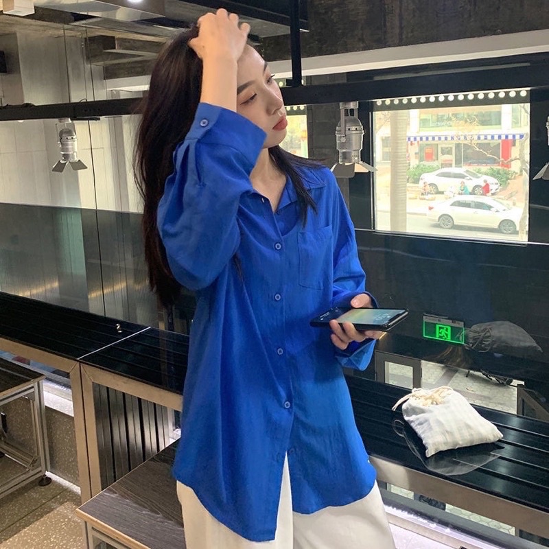 Áo Sơ mi nhiều sắc màu chất thô mềm mịn dày dáng rộng mặc khoác hoặc sơ vin thoải mái đi học đi chơi công sở