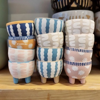 Chậu men mini hoa văn đáng yêu