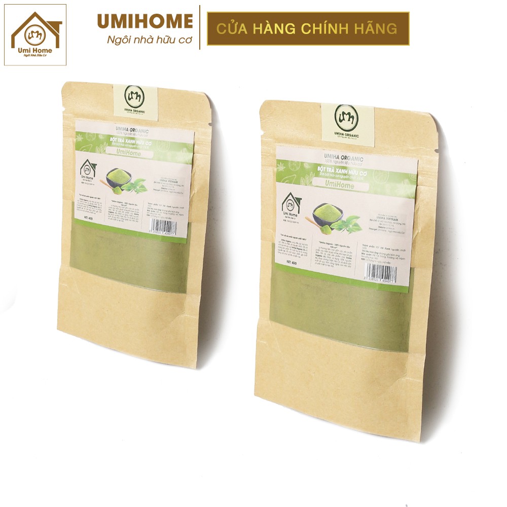 Bột Trà Xanh hữu cơ UMIHOME nguyên chất | Green tea powder 100% Organic 40G