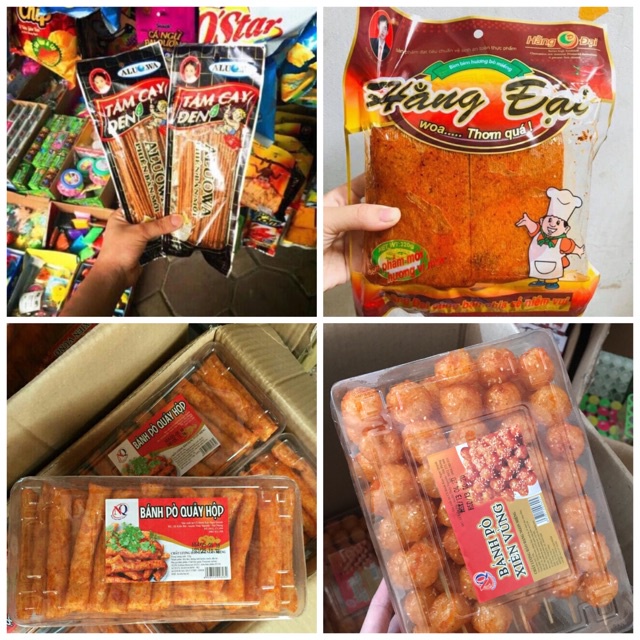 Đồ Ăn Vặt Siêu Cay ❤ Freeship ❤ Combo 10 Gói Tăm Cay Đen| Pò Quẩy| Pò Xiên Hộp| Bò Miếng Hằng Đại DA23