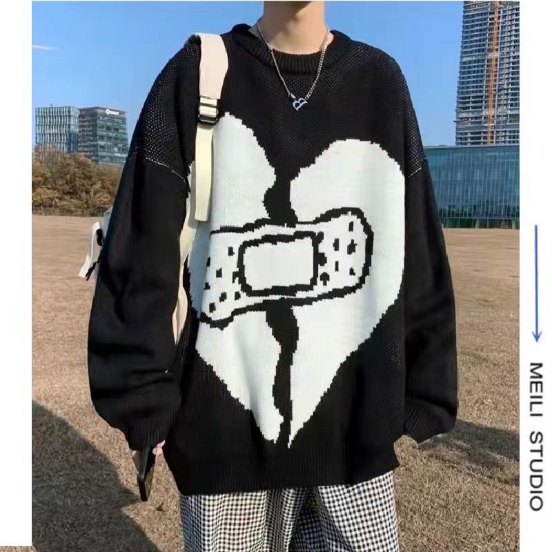 Áo Sweater Cổ Tròn Dáng Rộng Thiết Kế Mới Thời Trang Mùa Đông Theo Phong Cách Hồng Kông Dành Cho Cặp Đôi