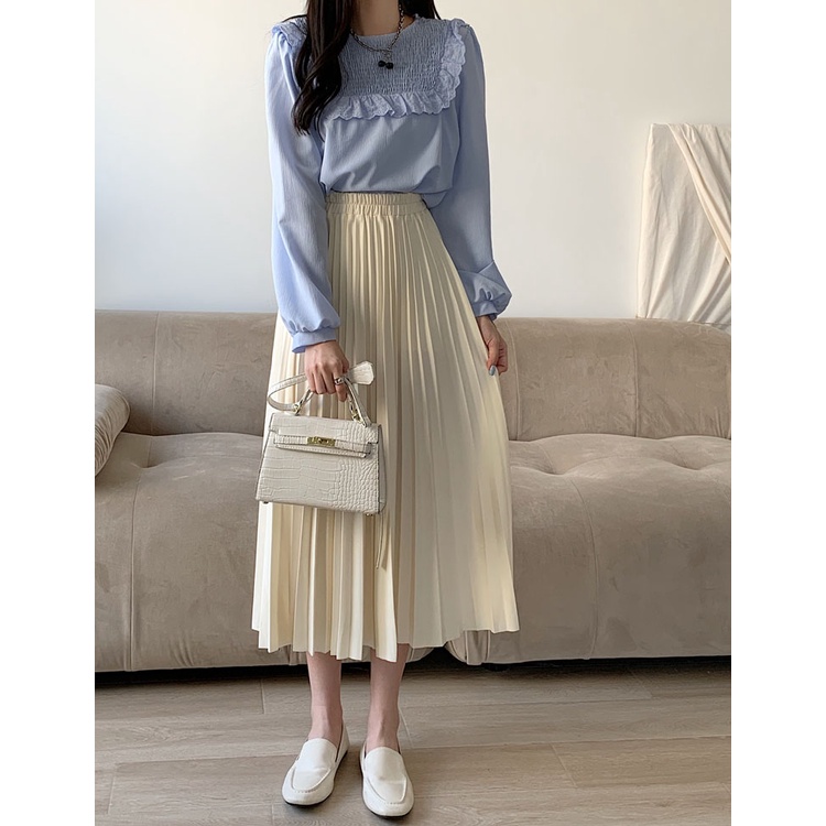 Chân Váy Chữ A Xếp Ly Lưng Thun Co Giãn Phong Cách Hàn Quốc Dành Cho Nữ