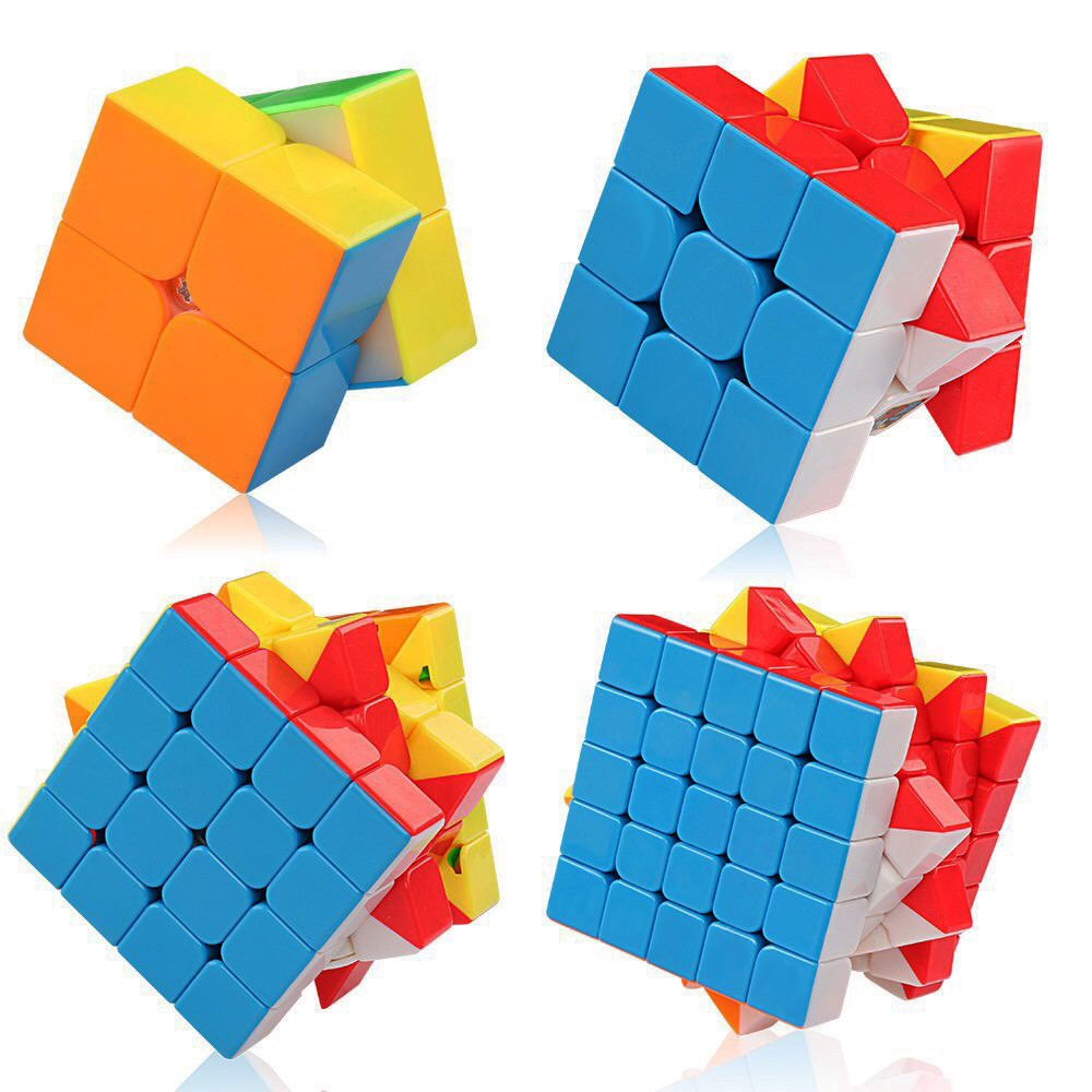 Combo 4 Rubik 2x2 3x3 4x4 5x5 Không Viền Stickerless - Hàng Cao Cấp, Xoay Cực Trơn, Cực Mượt