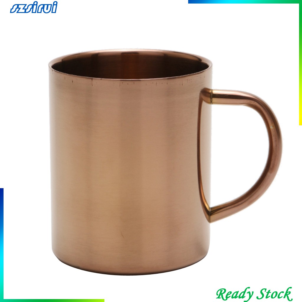 Cốc Cà Phê Bằng Thép Không Gỉ Hai Lớp Cách Nhiệt 400ml Màu Vàng Hồng
