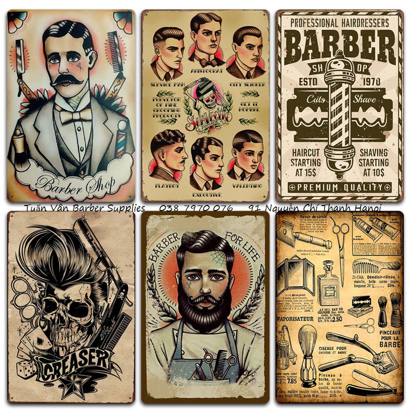 SET 5 TRANH THIẾC decor barbershop