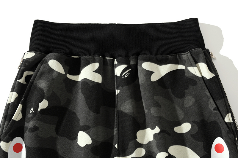 AAPE Shark Head Luminous Side Double Zipper, Starry Sky Spots,   Shorts, The Same Style for Men and Women Quần thời trang