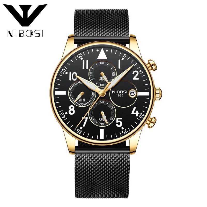 (Siêu Sale) Đồng hồ nam NIBOSI chính hãng cao cấp dây lưới chạy full 6 kim hàng cực tốt full box (hàng sale)