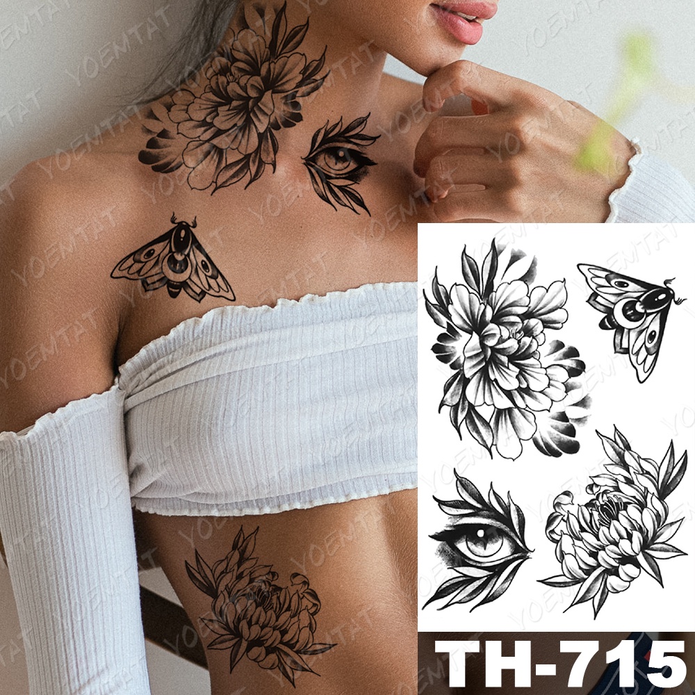 Hình Xăm Tạm Thời Henna Mandala Đính Đá Họa Tiết Hoa Phong Cách Nghệ Thuật Chống Thấm Nước Cho Nam Và Nữ