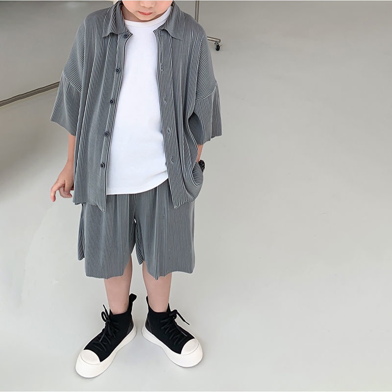 Set Áo Thun Ngắn Tay Và Quần Short Phong Cách Hàn Quốc Thời Trang Mùa Hè Cho Bé Trai