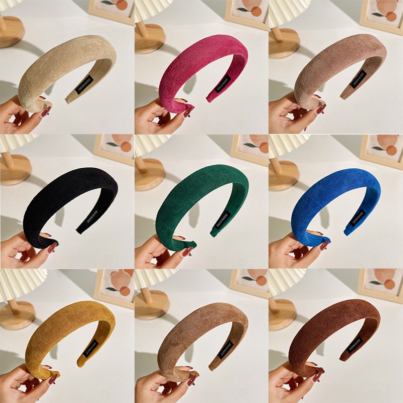 Băng đô cài tóc bản rộng màu trơn đơn giản phong cách Hàn Quốc cổ điển thời trang cho nữ